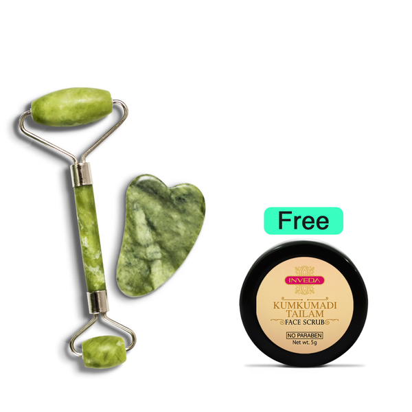 Inveda simple Jade Roller & Gua Sha Face Massager Kit | Tools for Youthful Skin