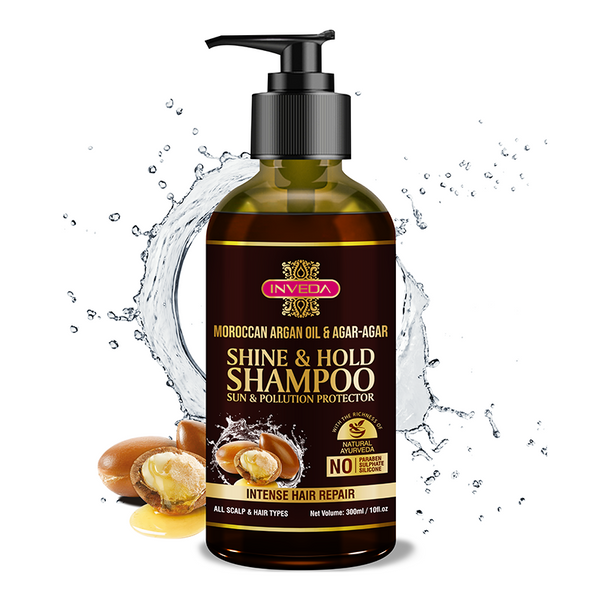 Inveda simple Shine & Hold Shampoo - Moroccan Argan Oil & Agar Agar | Sun & Pollution Protector